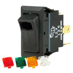 BEP SPST Rocker Switch - 1-LED w/4-Colored Covers - 12V/24V - ON/OFF 6 67690XL