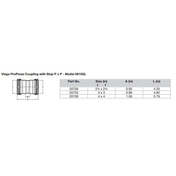 Viega ProPress 2-1/2" Copper Coupling w/Stop Double Press Connection - Smart Connect Technology - Image 2