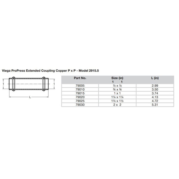 Viega ProPress 2" Extended Coupling w/o Stop - Double Press Connection - Smart Connect Technology - Image 2