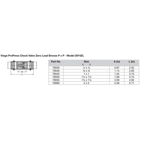 Viega ProPress 2" Zero Lead Check Valve - Double Press Connection - Smart Connect Technology - Image 2