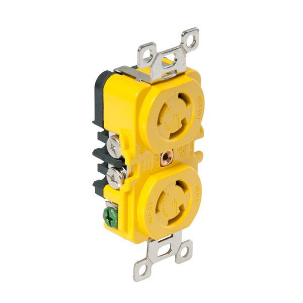 Marinco Locking Receptacle - 15A, 125V - Yellow - Image 2