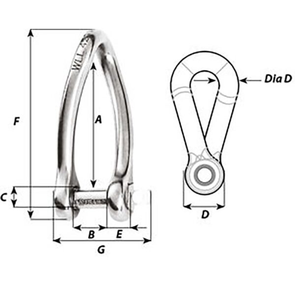 Wichard Captive Pin Twisted Shackle - Diameter 8mm - 5/16" - Image 2
